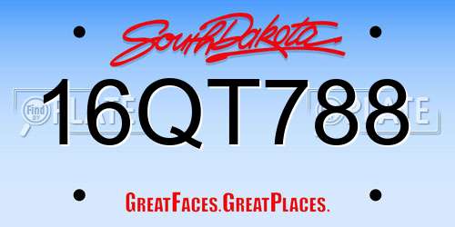 16QT788 South Dakota License Plate