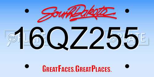 16QZ255 South Dakota License Plate