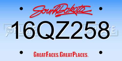 16QZ258 South Dakota License Plate