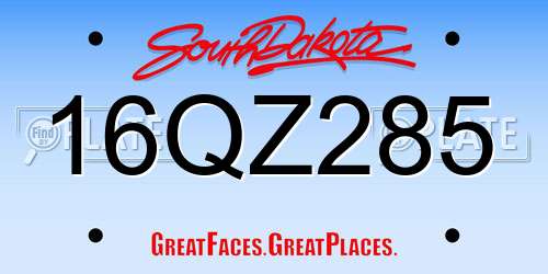 16QZ285 South Dakota License Plate