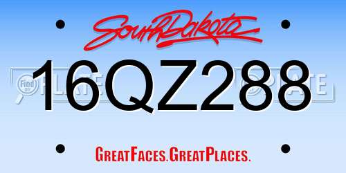 16QZ288 South Dakota License Plate