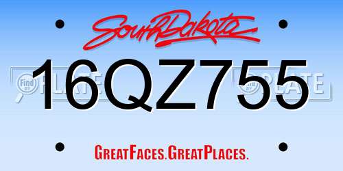 16QZ755 South Dakota License Plate