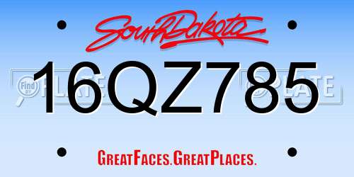 16QZ785 South Dakota License Plate