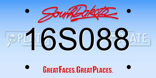 16S088 South Dakota License Plate