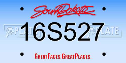 16S527 South Dakota License Plate