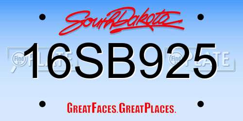 16SB925 South Dakota License Plate