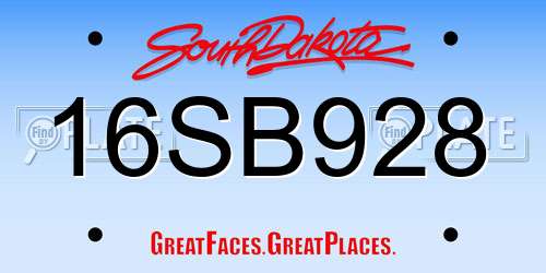 16SB928 South Dakota License Plate