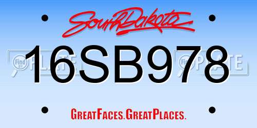 16SB978 South Dakota License Plate