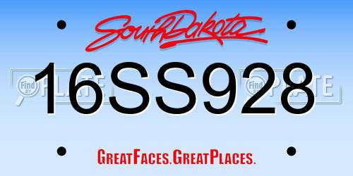 16SS928 South Dakota License Plate