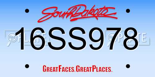 16SS978 South Dakota License Plate