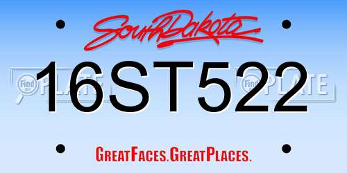 16ST522 South Dakota License Plate
