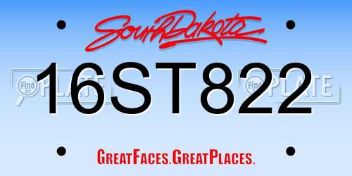 16ST822 South Dakota License Plate