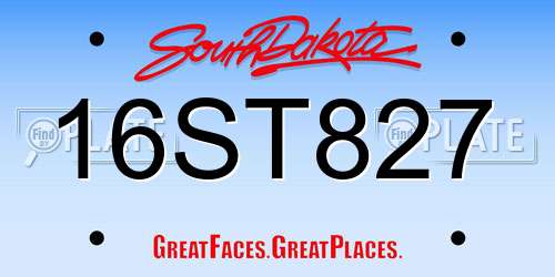 16ST827 South Dakota License Plate
