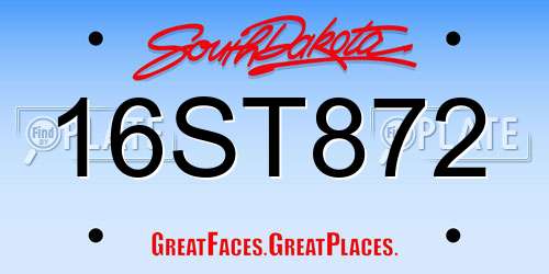 16ST872 South Dakota License Plate