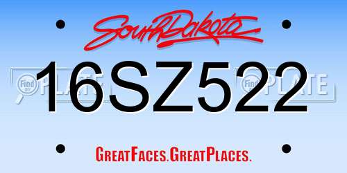 16SZ522 South Dakota License Plate