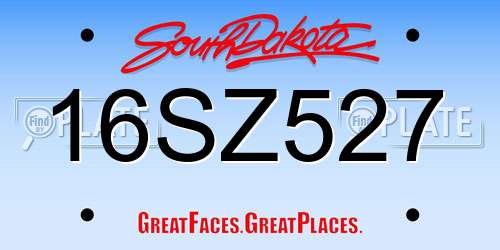 16SZ527 South Dakota License Plate