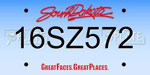 16SZ572 South Dakota License Plate