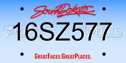 16SZ577 South Dakota License Plate