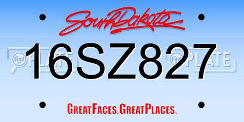 16SZ827 South Dakota License Plate