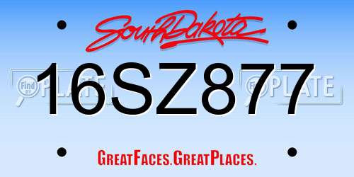16SZ877 South Dakota License Plate