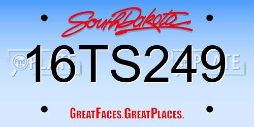 16TS249 South Dakota License Plate