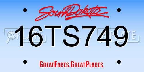 16TS749 South Dakota License Plate