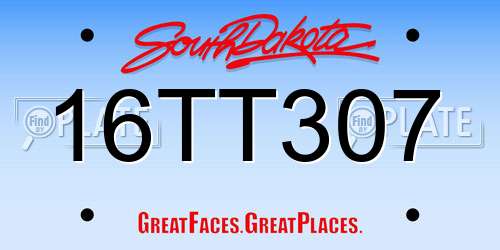16TT307 South Dakota License Plate
