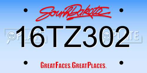 16TZ302 South Dakota License Plate
