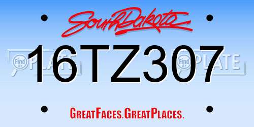16TZ307 South Dakota License Plate