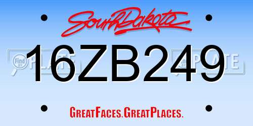 16ZB249 South Dakota License Plate