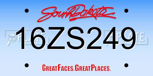 16ZS249 South Dakota License Plate