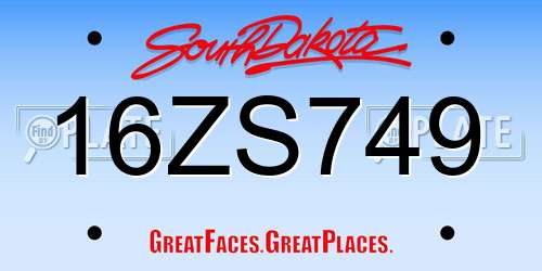 16ZS749 South Dakota License Plate