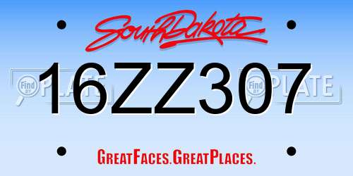 16ZZ307 South Dakota License Plate