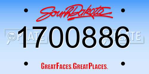 1700886 South Dakota License Plate