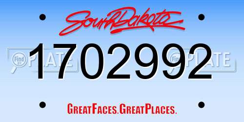 1702992 South Dakota License Plate