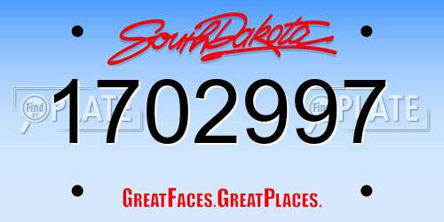 1702997 South Dakota License Plate