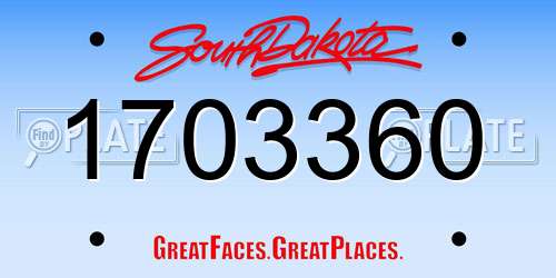 1703360 South Dakota License Plate