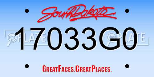 17033G0 South Dakota License Plate