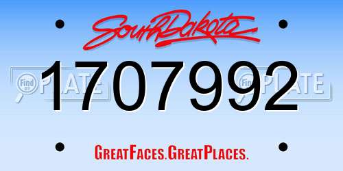 1707992 South Dakota License Plate