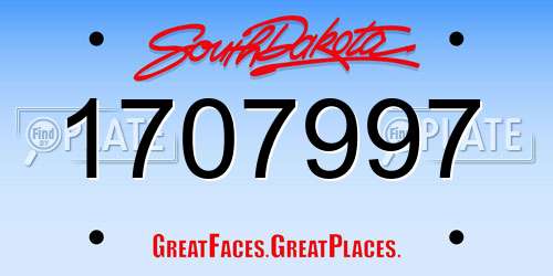 1707997 South Dakota License Plate