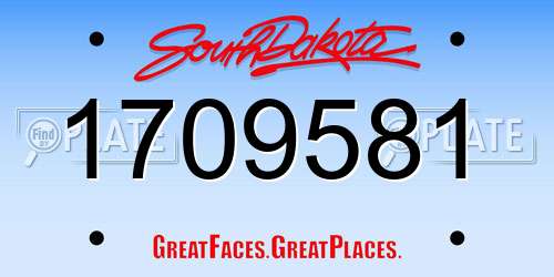 1709581 South Dakota License Plate