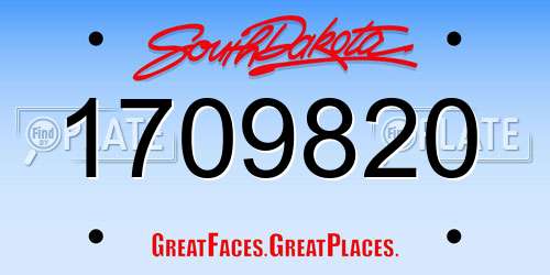 1709820 South Dakota License Plate