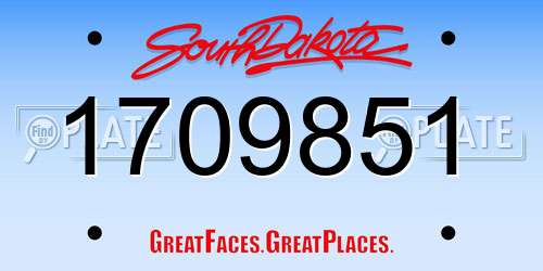 1709851 South Dakota License Plate