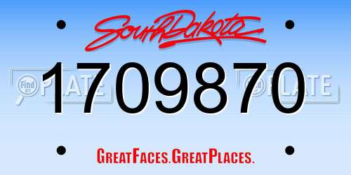 1709870 South Dakota License Plate