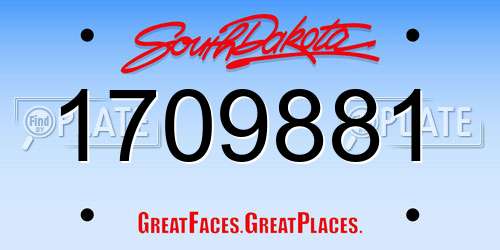 1709881 South Dakota License Plate