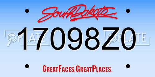 17098Z0 South Dakota License Plate