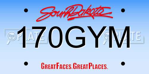 170GYM South Dakota License Plate
