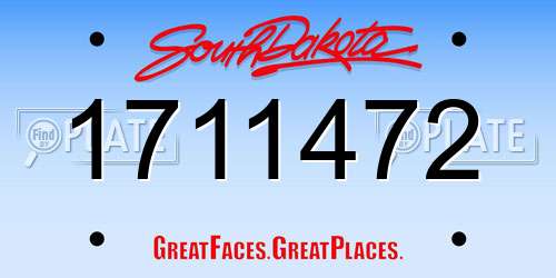 1711472 South Dakota License Plate