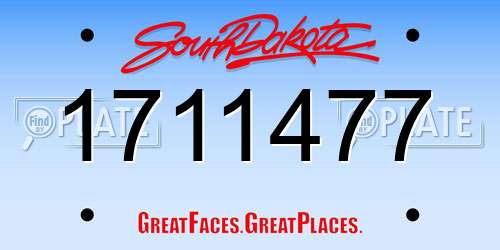 1711477 South Dakota License Plate