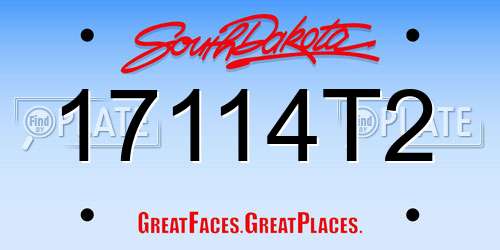 17114T2 South Dakota License Plate